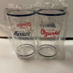 Set of 2 Houston Astros Ozarka Plastic Drinking Glasses New NIB